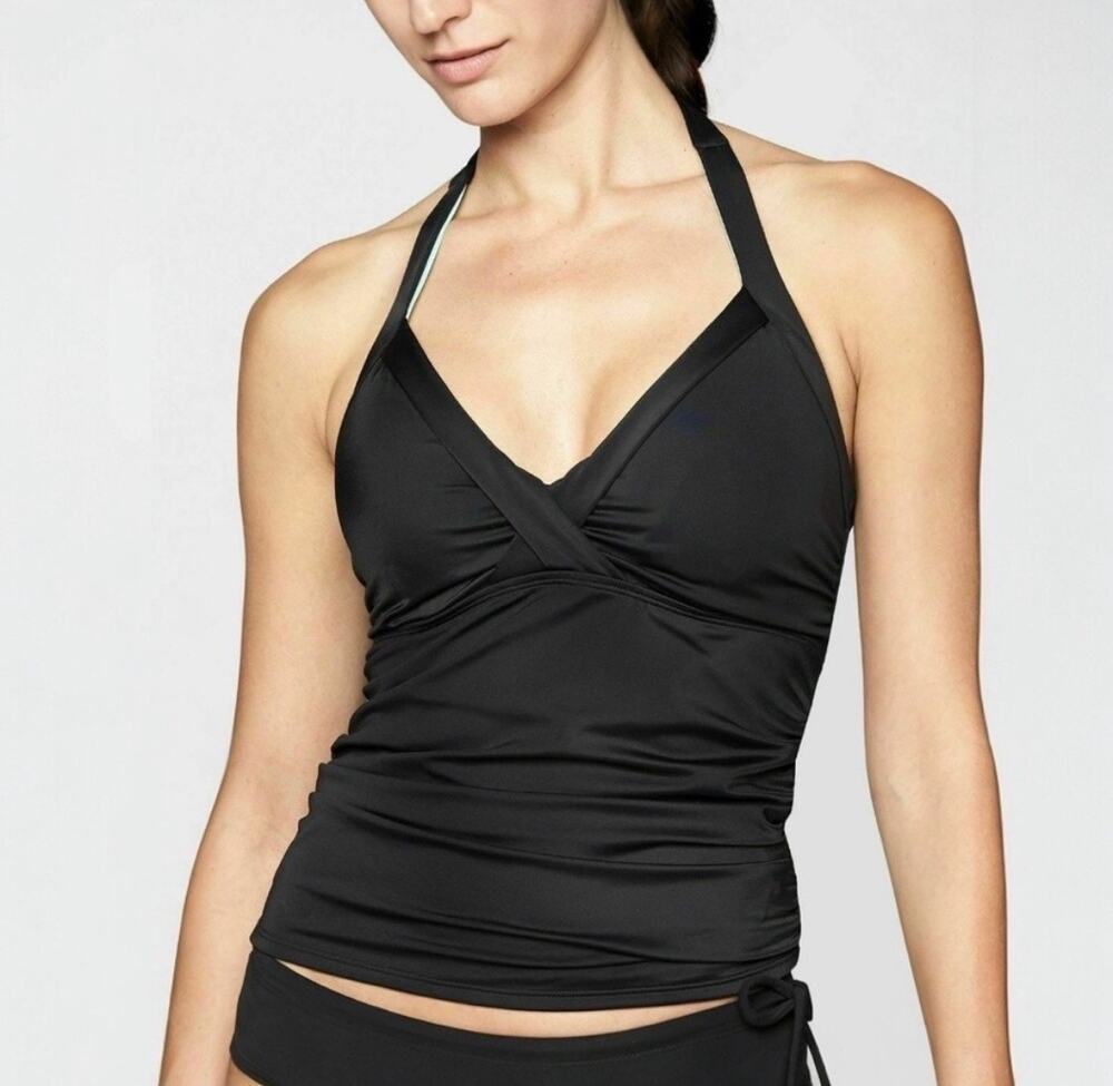 ❣️5/$25 Athleta Black Halter Tankini Swimsuit Top Size 32 B/C Beach Pool